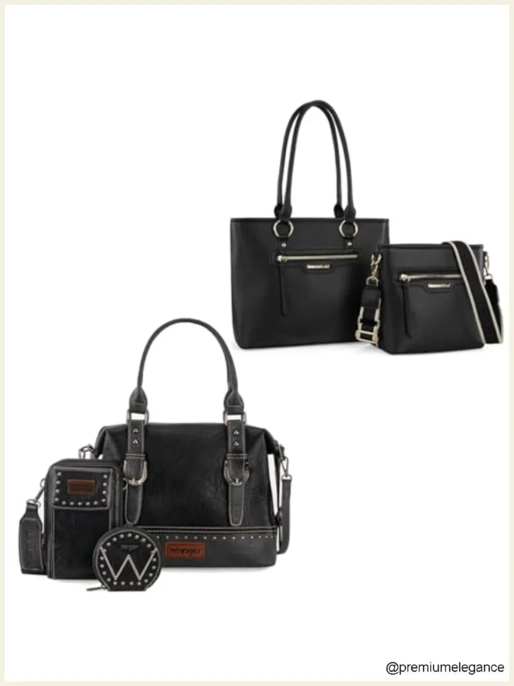 Faux Leather 5-Piece Satchel and Tote Bag Set